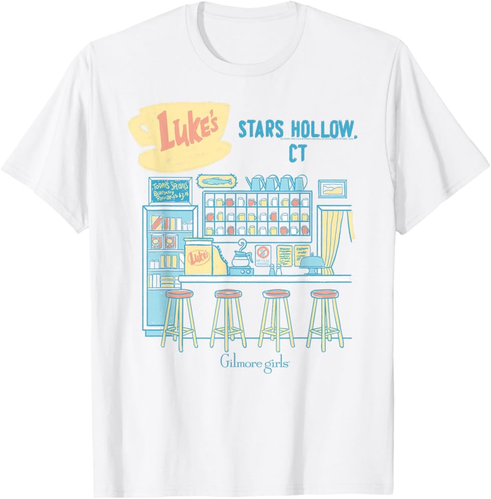 Gilmore Girls Pastel Luke's Counter Sketch TV Show T-Shirt | Amazon (US)