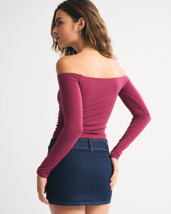 Bra-Free Off-The-Shoulder Long-Sleeve Top | Abercrombie & Fitch (US)
