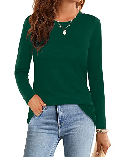 Elesomo Womens Tshirts Short/Long Sleeve T Shirts Casual Crew Neck Tee Basic Tops | Amazon (US)