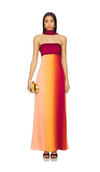 YLLW THE LABEL Vivia Scarf Dress in Orange,Burgundy. - size S | Revolve Clothing (Global)
