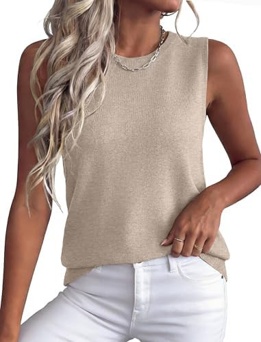 XIEERDUO Sweater Vest Women Crewneck Ribbed Knit Tank Tops Sleeveless Summer Tops Business Casual... | Amazon (US)