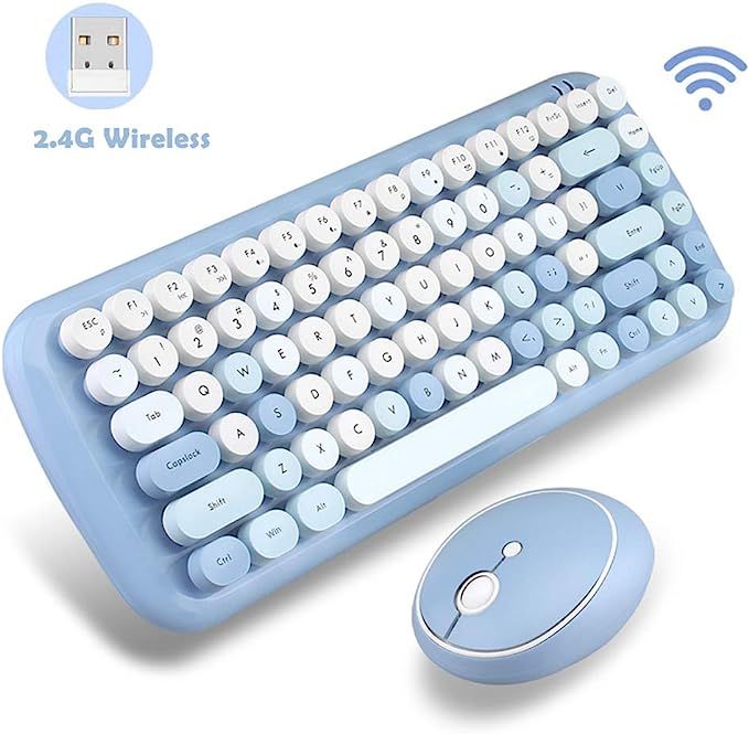 Wireless Keyboard Mouse,Onlywe Mini 2.4G Wireless Round Punk Cute Candy Colors Keyboard and Optic... | Amazon (US)