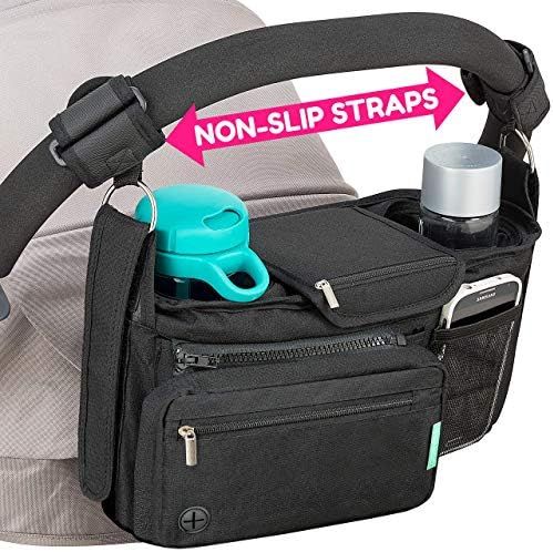 Non-Slip Stroller Organizer With Cup Holders, Exclusive Straps Grip Handlebar. Universal Fit For ... | Amazon (US)