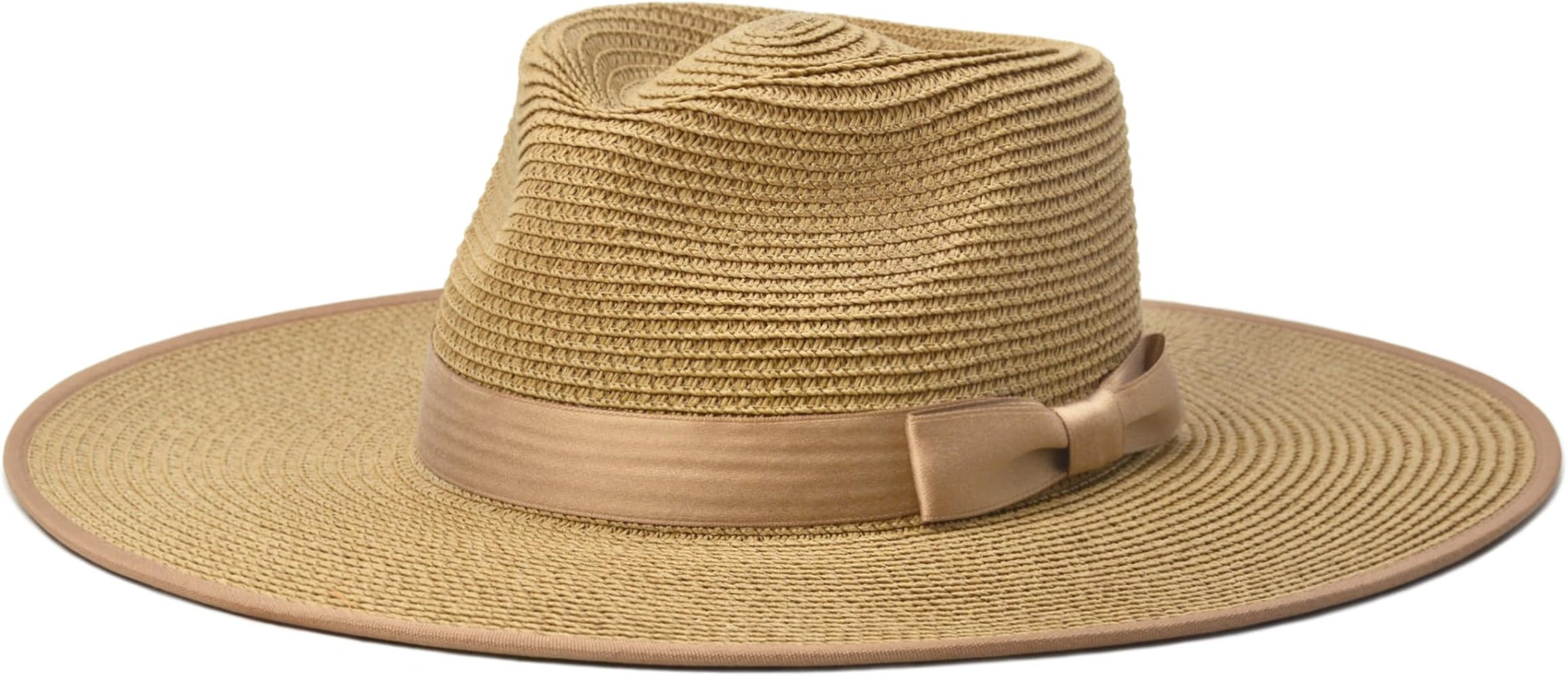 Unisex Wide Brim Sun Hat Straw Panama Rancher Fedora Hat for Men Beach Hat for Women | Amazon (US)