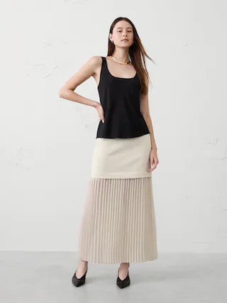 Contrast Dropwaist Sheer Maxi Skirt | Banana Republic Factory