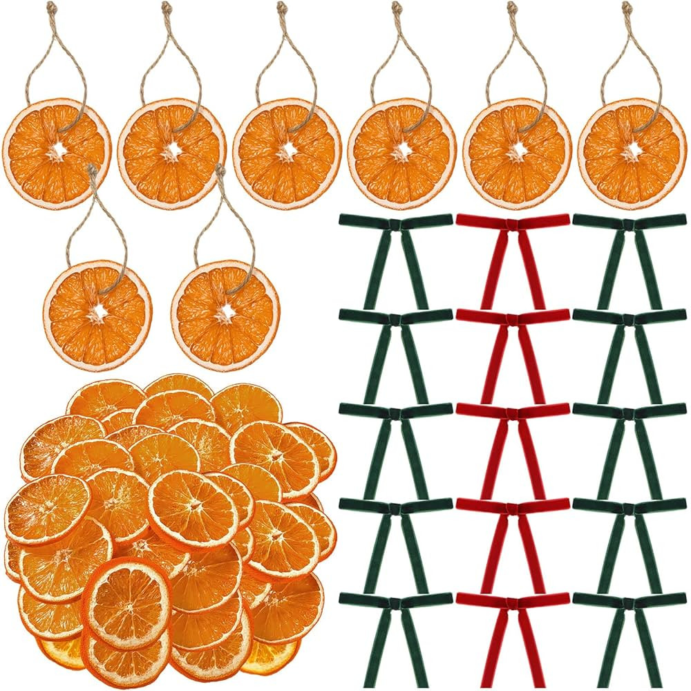 Hillban 133 Pcs Christmas Orange Slice Ornament Natural Orange Slice Beaded Christmas Ornament Bu... | Amazon (US)