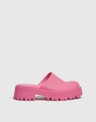 Pull&Bear – Clog-Pantoletten mit dicker Sohle in Rosa | ASOS (Global)