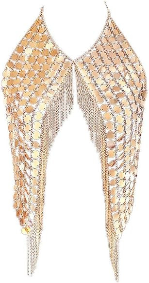 DOTASI Women's Sexy Halter Backless Tank Top Bra Body Chain Necklace Tassels Party | Amazon (US)
