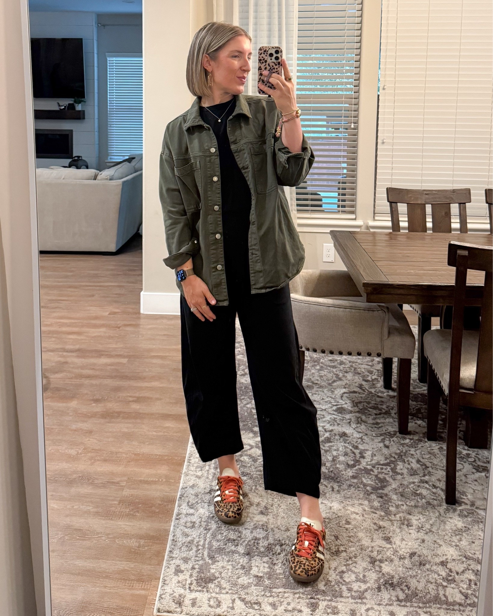 Jacket on sale for under $80 and in stock in medium. Love this all black look, also these designer dupe pants are 🔥!

#LTKdayinmylife #LTKSaleAlert