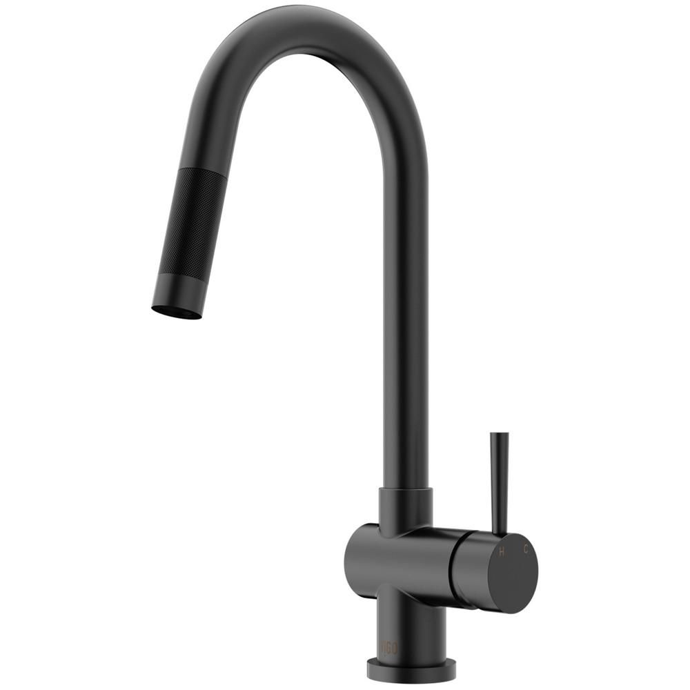 VIGO Gramercy Single-Handle Pull-Down Sprayer Kitchen Faucet in Matte Black-VG02008MB - The Home Dep | The Home Depot