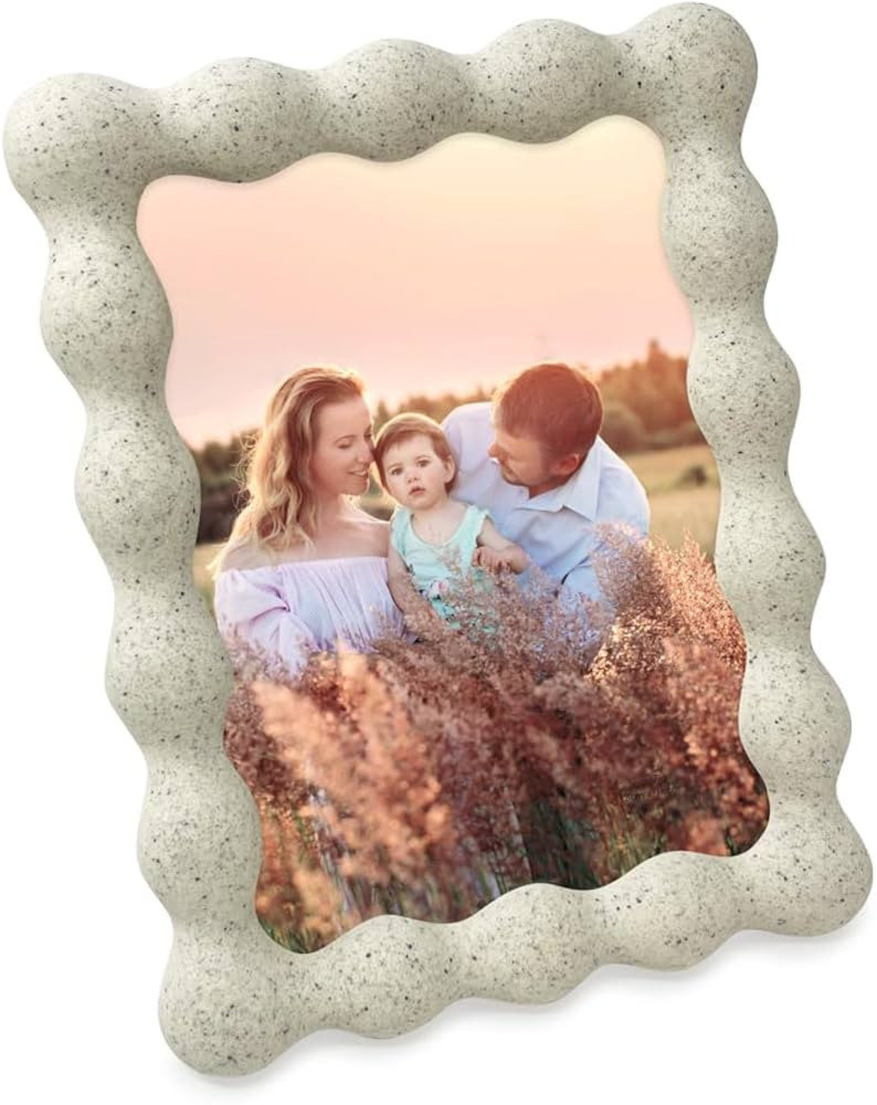 Isaac Jacobs 5x7 Natural Sand Resin Picture Frame, Elegant Undulating Curve Design for Tabletop &... | Amazon (US)