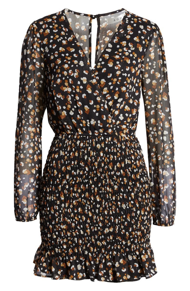 Smocked Long Sleeve Chiffon Minidress | Nordstrom