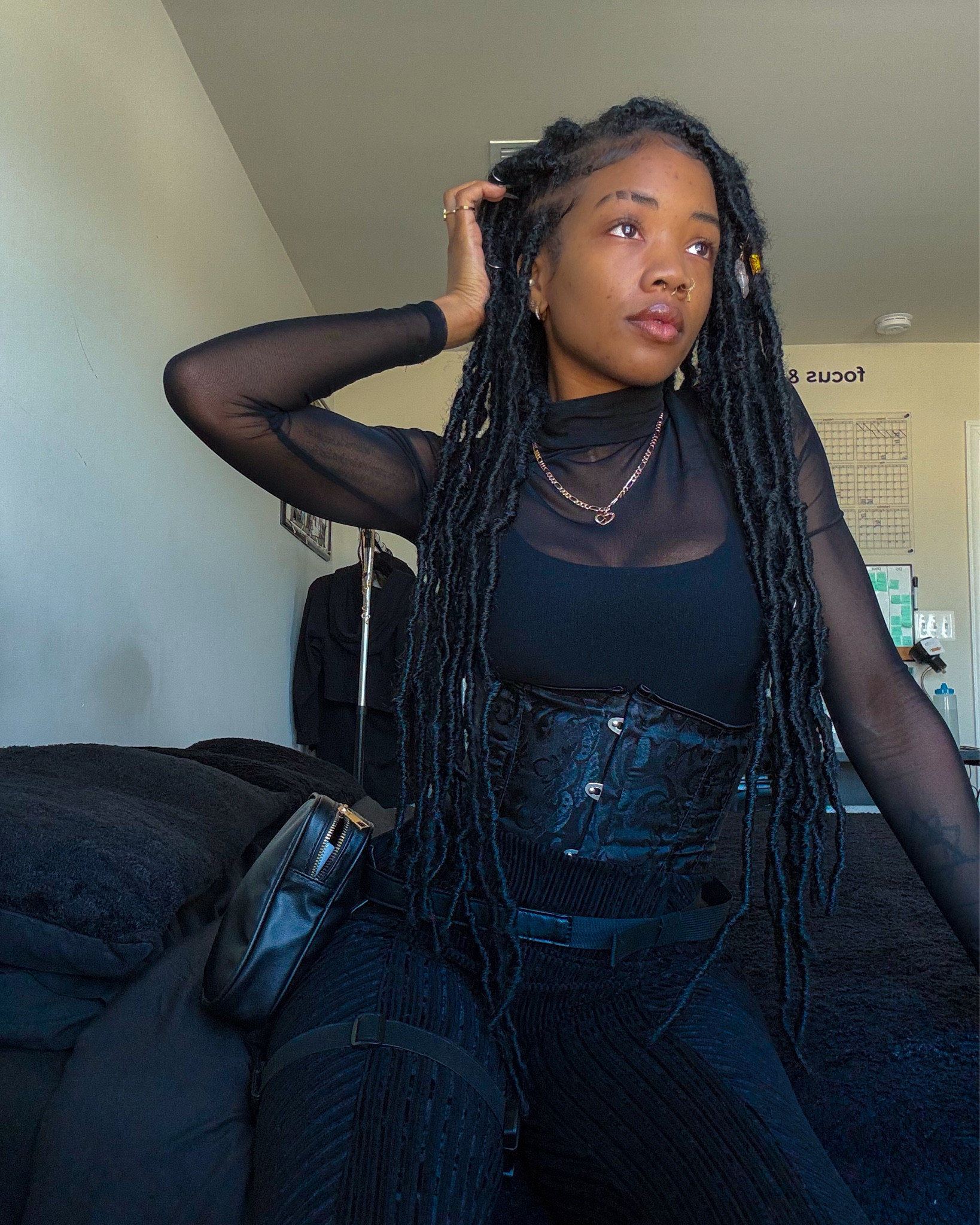 Layered textures, sleek silhouettes, and a touch of edge—this all-black ensemble is giving moody luxe vibes 🖤✨ Perfect for day-to-night transitions, this corset and sheer combo brings the drama while keeping it effortless. Tap to shop these must-have pieces and elevate your monochrome wardrobe to goddess status.


#NoirAesthetique #AllBlackOutfit #BlackOnBlackStyle #EdgyChic #MonochromeLooks #LTKUnder100 #LTKFinds #LTKStyling #ShopTheLook #StreetStyleChic #ChicAndMinimal #BlackFashion #CorsetStyle #SleekAndEdgy #TimelessStyle #FashionGoals