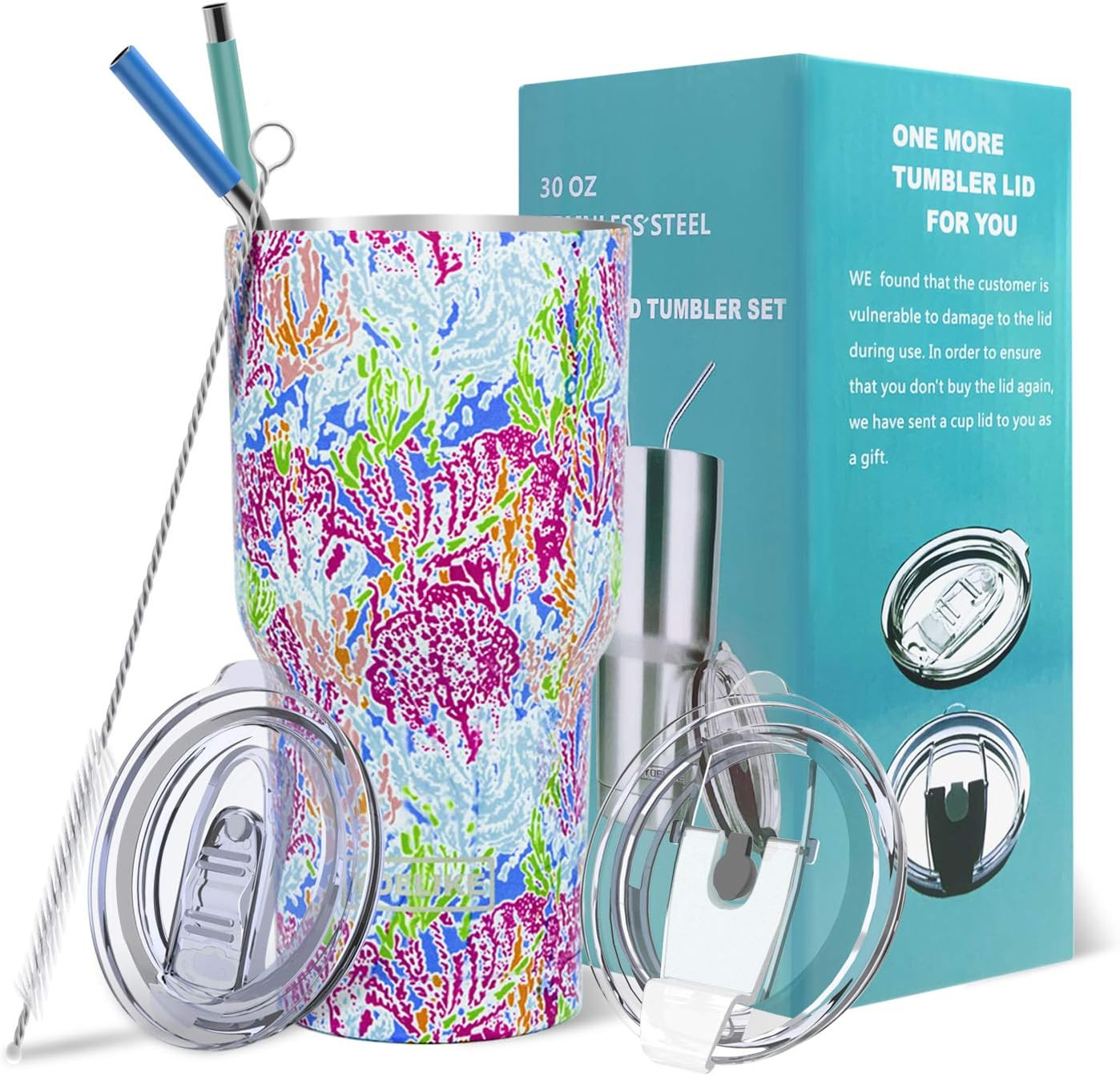 Yoelike 30 oz Stainless Steel Insulated Tumbler with Straw and Lid, Straw Clean Brush, Tips, Gift... | Amazon (US)