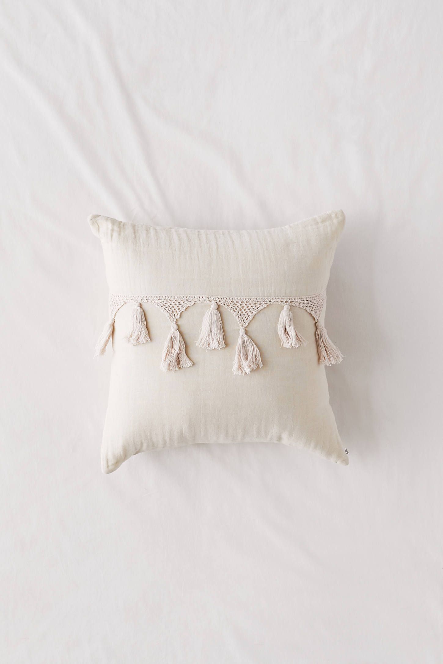 Bungalow Gauze Netted Tassel Throw Pillow | Urban Outfitters (US and RoW)