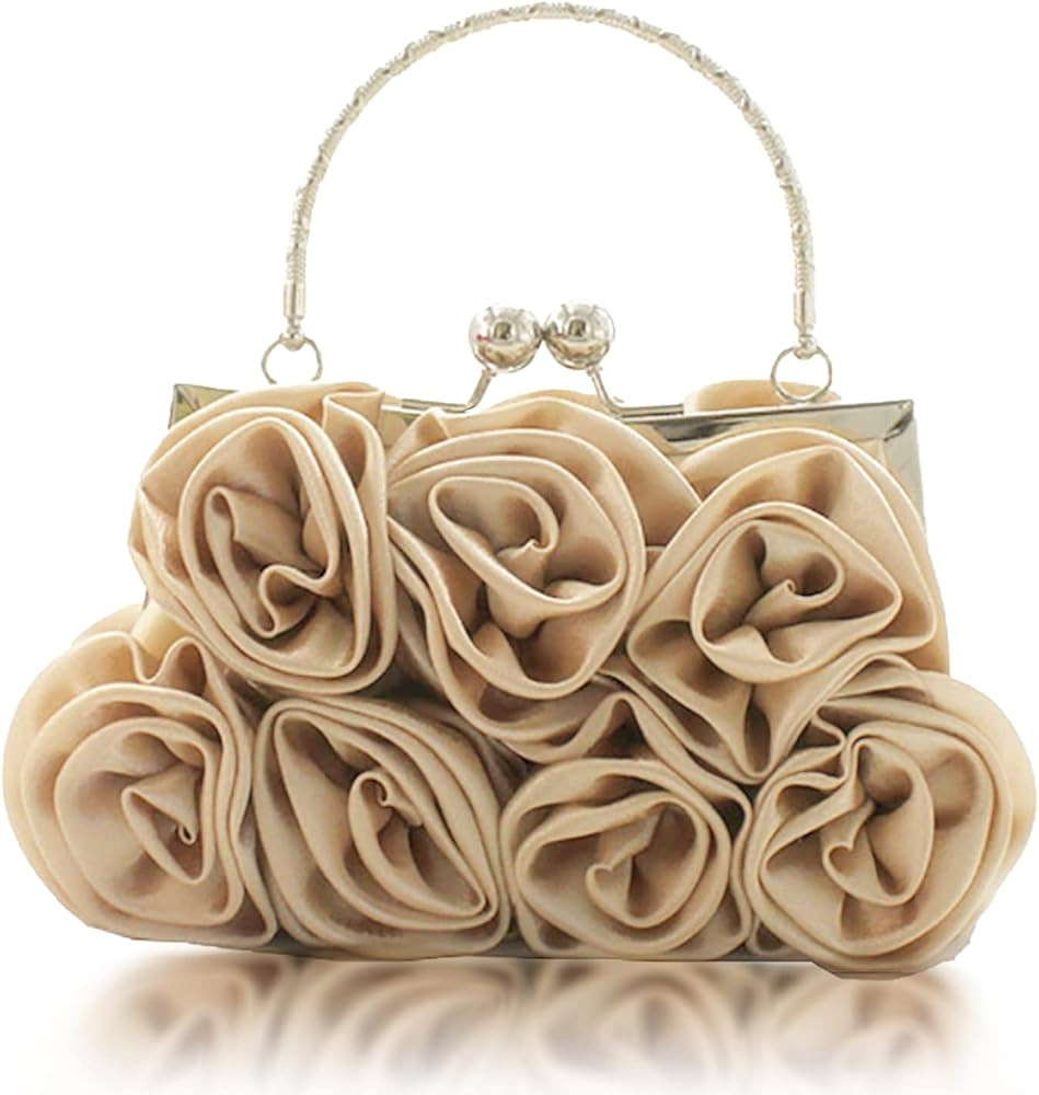 Women Evening Clutch Bag Floral Satin Small Purses with Detachable Strap for Wedding, Party, Prom | Amazon (US)