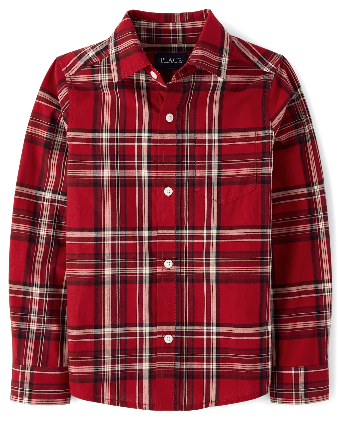 Boys Plaid Poplin Button Up Shirt - red | The Children's Place
