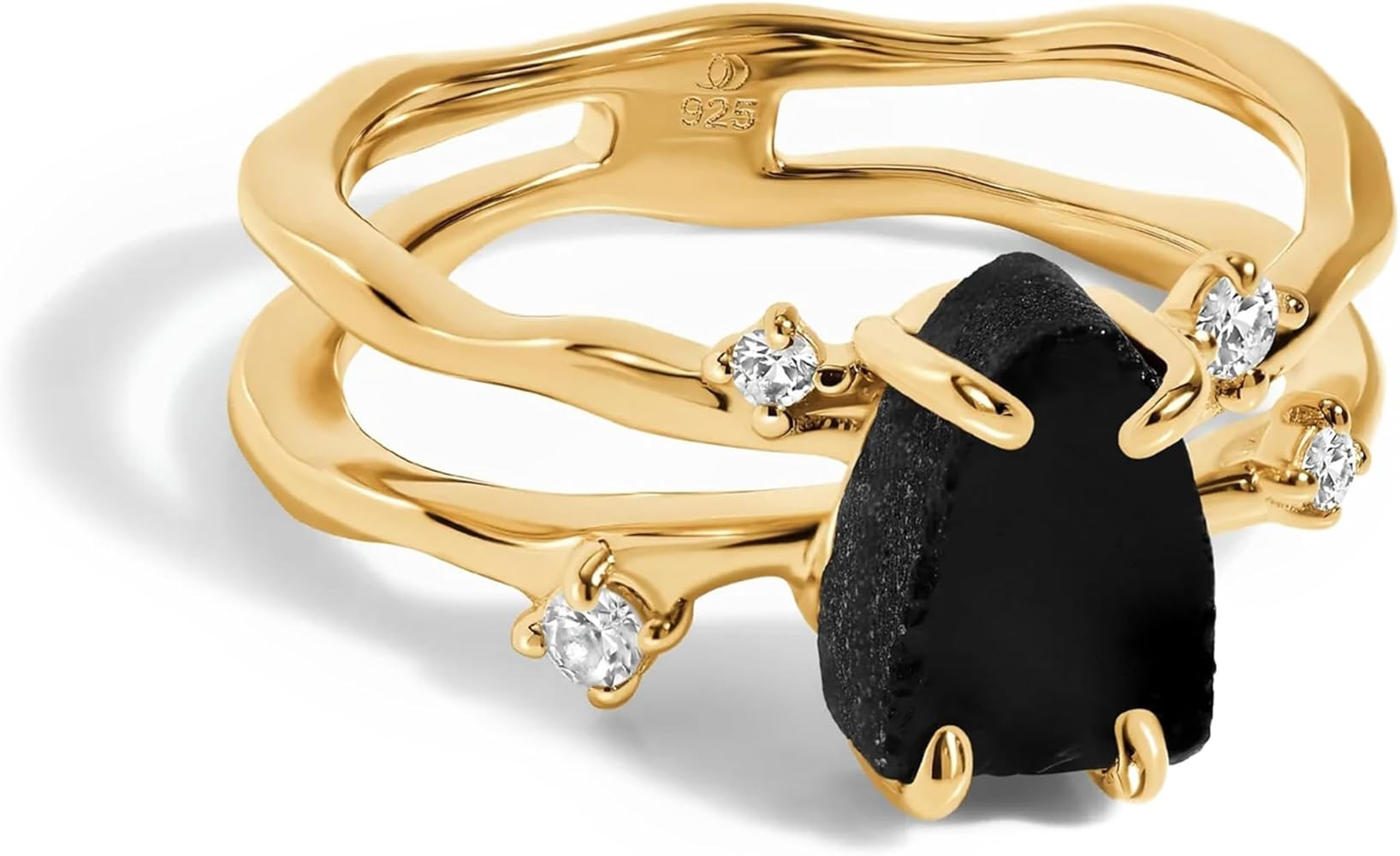 Moon Magic Authentic Moonstone Ring for Women | Amethyst, Aquamarine, Black Obsidian Ring Flow/Re... | Amazon (US)