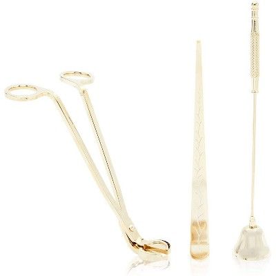 Juvale 3 Pieces Candle Accessory Set with Wick Trimmer Scissors, Dipper, Snuffer (Gold) | Target