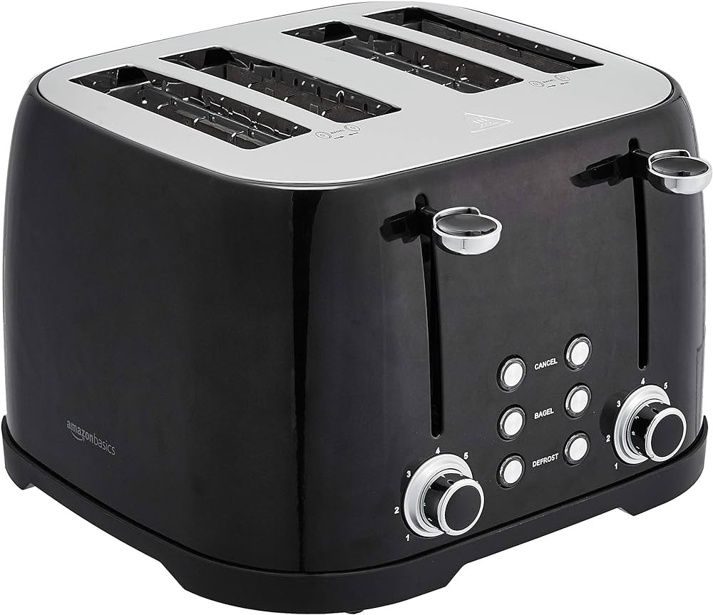 Amazon Basics 4 Slice Toaster, 6 Browning Settings, Removable Crumb Tray, Bagel and Defrost Funct... | Amazon (US)