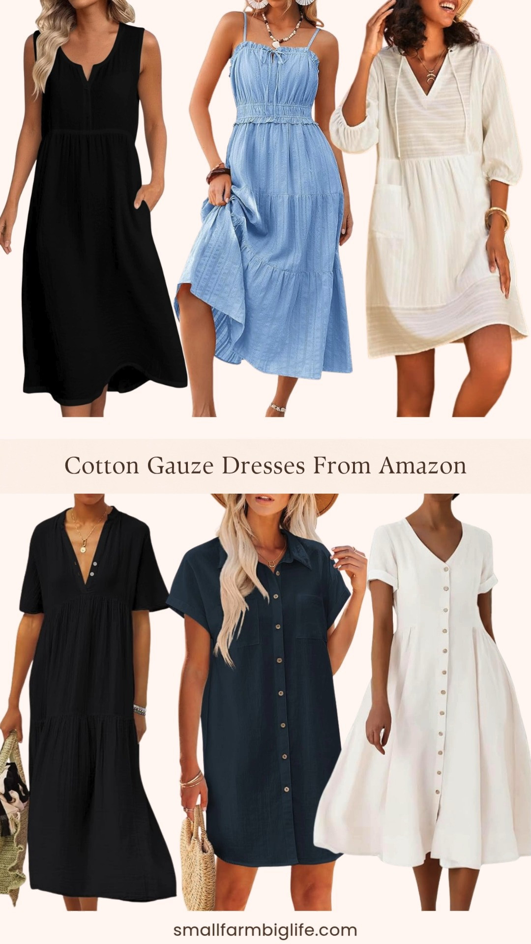 Cotton gauze dresses are one of my favorite summer wardrobe investments because they are so lightweight, breathable, and effortless to style for almost any occasion. This Amazon round up has so many beautiful options from sleeveless midi lengths to short sleeve maxis and button down swing styles in classic black, crisp white, soft light blue, and navy. Whether you are packing for a beach vacation, a cruise, or just want an easy everyday dress that feels like wearing nothing at all, there is something in this collection for every summer plan on your calendar. Tap to shop! 

 #LTKgrwm #LTKootd #LTKOver40