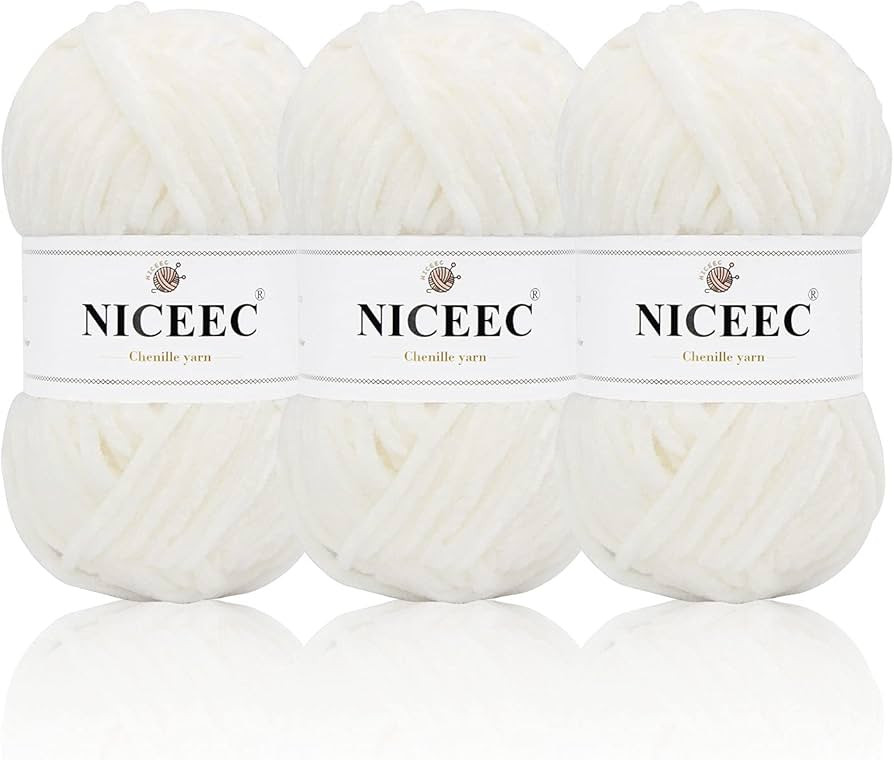 NICEEC 3 Skeins Soft Chenille Yarn Blanket Yarn for Knitting Fancy Yarn for Crochet Weaving DIY C... | Amazon (US)