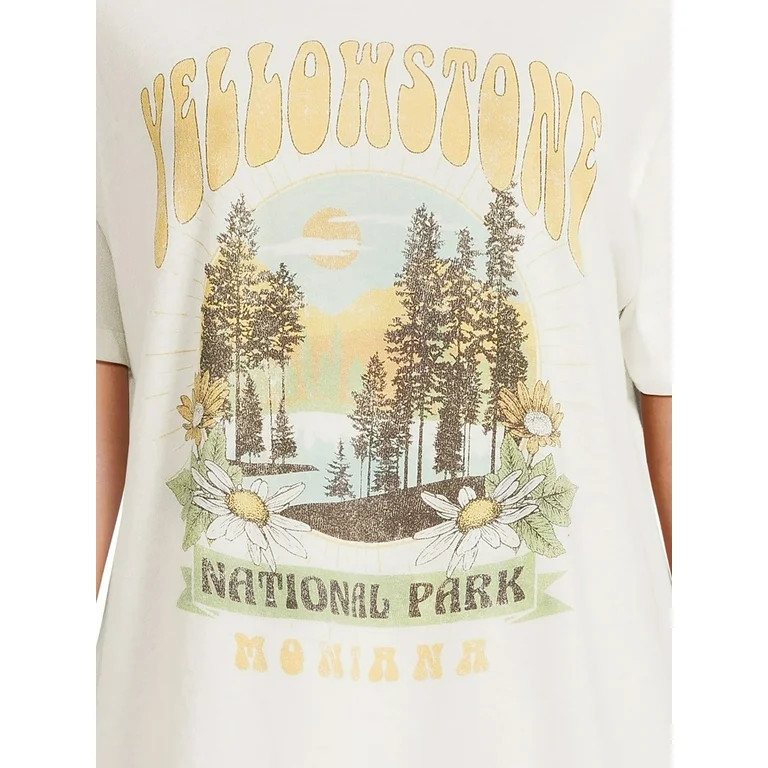 Time and Tru Women's Yellowstone National Park Graphic Tee with Short Sleeves, Sizes S-XXXL | Walmart (US)