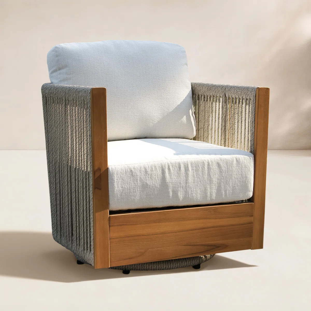 Aniston Teak Swivel Patio Chair with Sunbrella Cushions | Wayfair North America