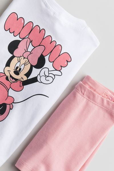 2-piece Jersey Set - Light pink/Minnie Mouse - Kids | H&M US | H&M (US + CA)