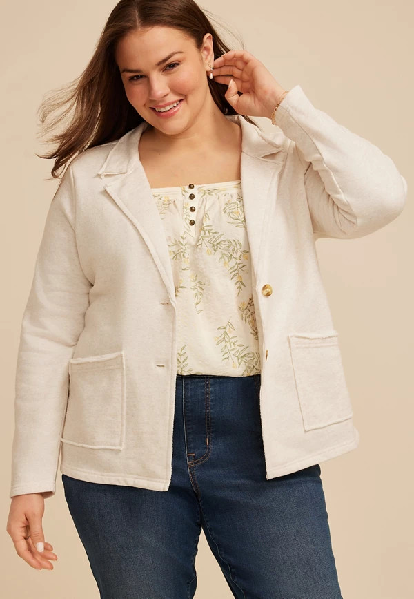 Plus Size French Terry Casual Blazer | Maurices