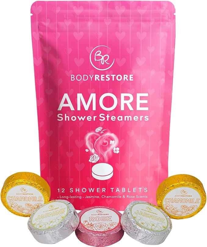 BodyRestore Shower Steamers (Pack of 12) Gifts for Women and Men - Jasmine, Chamomile, Rose Essen... | Amazon (US)