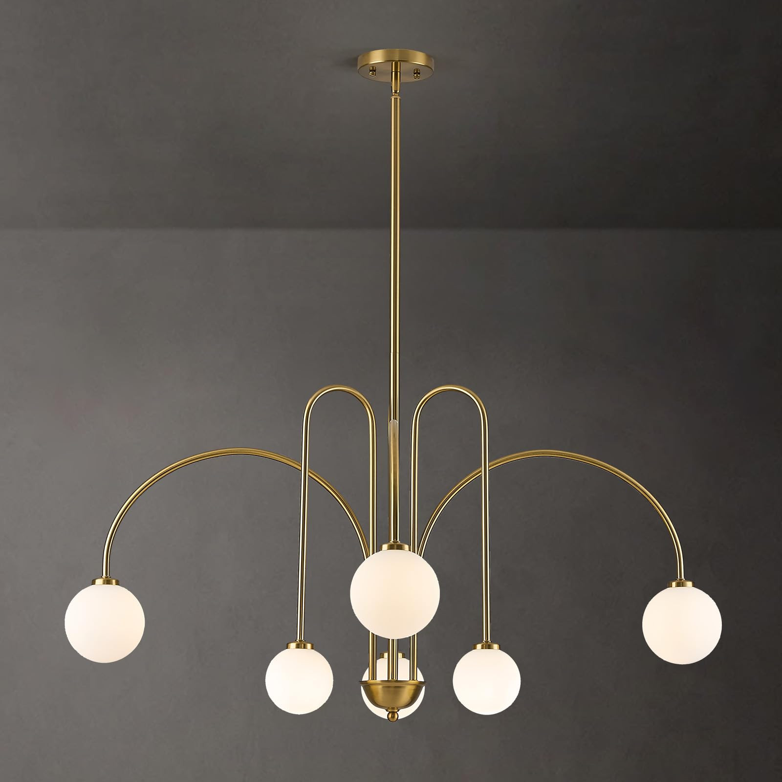 Modern Sputnik Globe Chandelier, 6-Light Brass Gold Linear Chandeliers for Dining Room and Kitche... | Amazon (US)