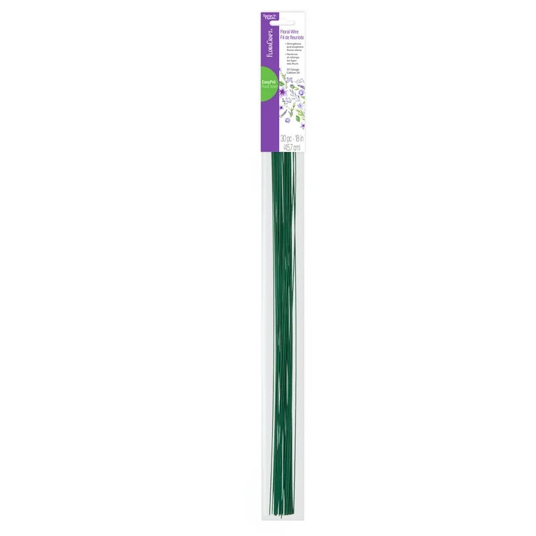 FloraCraft Floral Stem Wire, 30 Pieces, 20 Gauge, 18 in, Green, Floral Arranging Wire | Walmart (US)