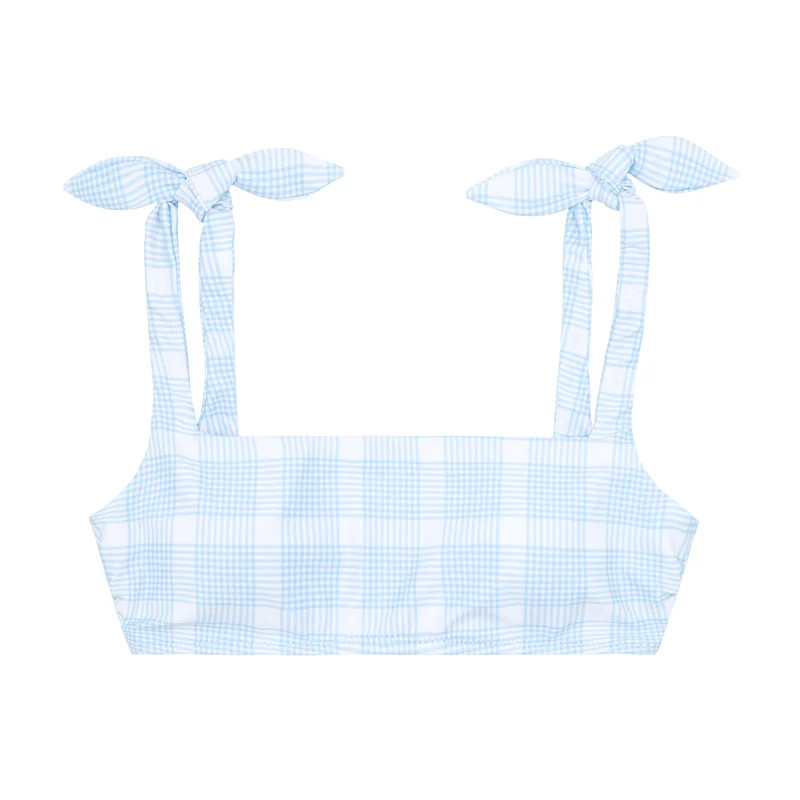 women's sunwashed plaid tie knot bikini top | minnow