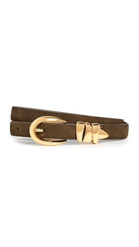 Madewell Women's Triple Metal Keeper Suede Belt, Olive Suede, Green, XL | Amazon (US)