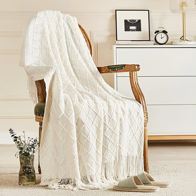 Inhand Knitted Gift Throw Blanket for Couch and Bed, 50"x60" Romatic Lightweight Decorative with Tassel, Farmhouse Warm Woven for Women | Target