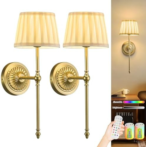 Cordless Wall Sconces Set of 2,10000mAh Small Wireless Battery Operated Wall Sconces Set of Two w... | Amazon (US)