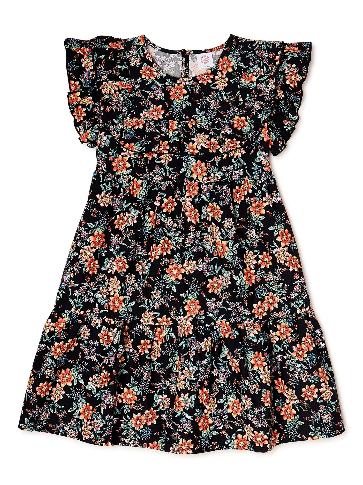 Wonder Nation Girls Ruffle Yoke Dress, Sizes 4-18 & Plus | Walmart (US)