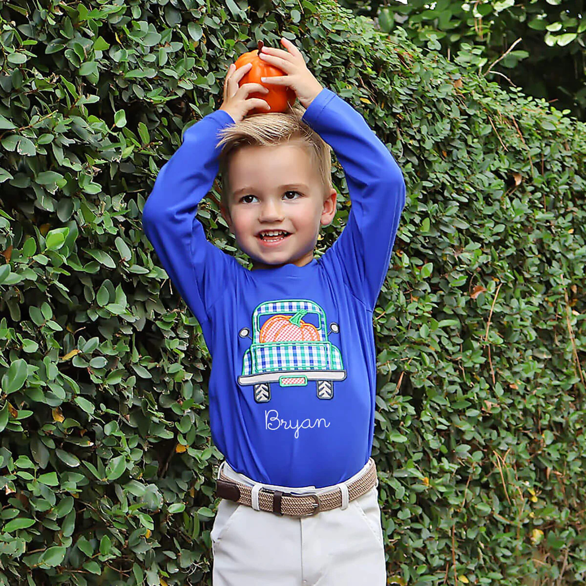 Pumpkin Truck Royal Blue Long Sleeve Shirt | Classic Whimsy