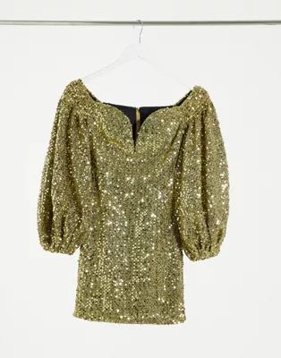Rare London sequin mini dress in gold | ASOS (Global)