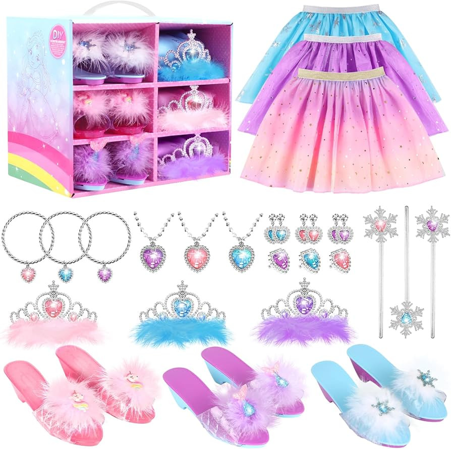 Princess Dress Up Toy Set for Girls,Jewelry Boutique Role Playing Game,Costumes Incl Princess Sho... | Amazon (US)