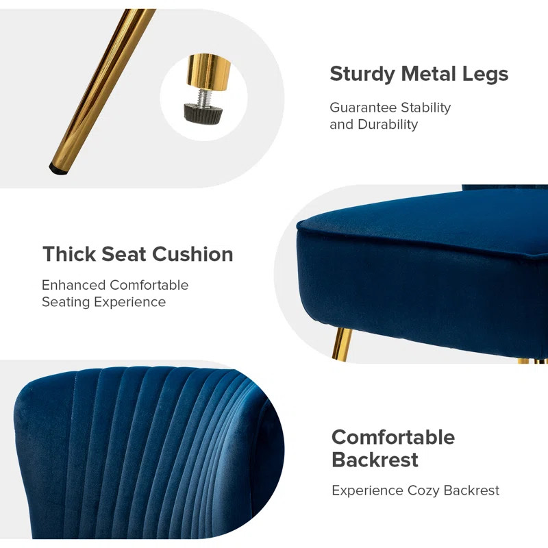 Euclid Velvet Accent Chair with Metal Legs | Wayfair North America