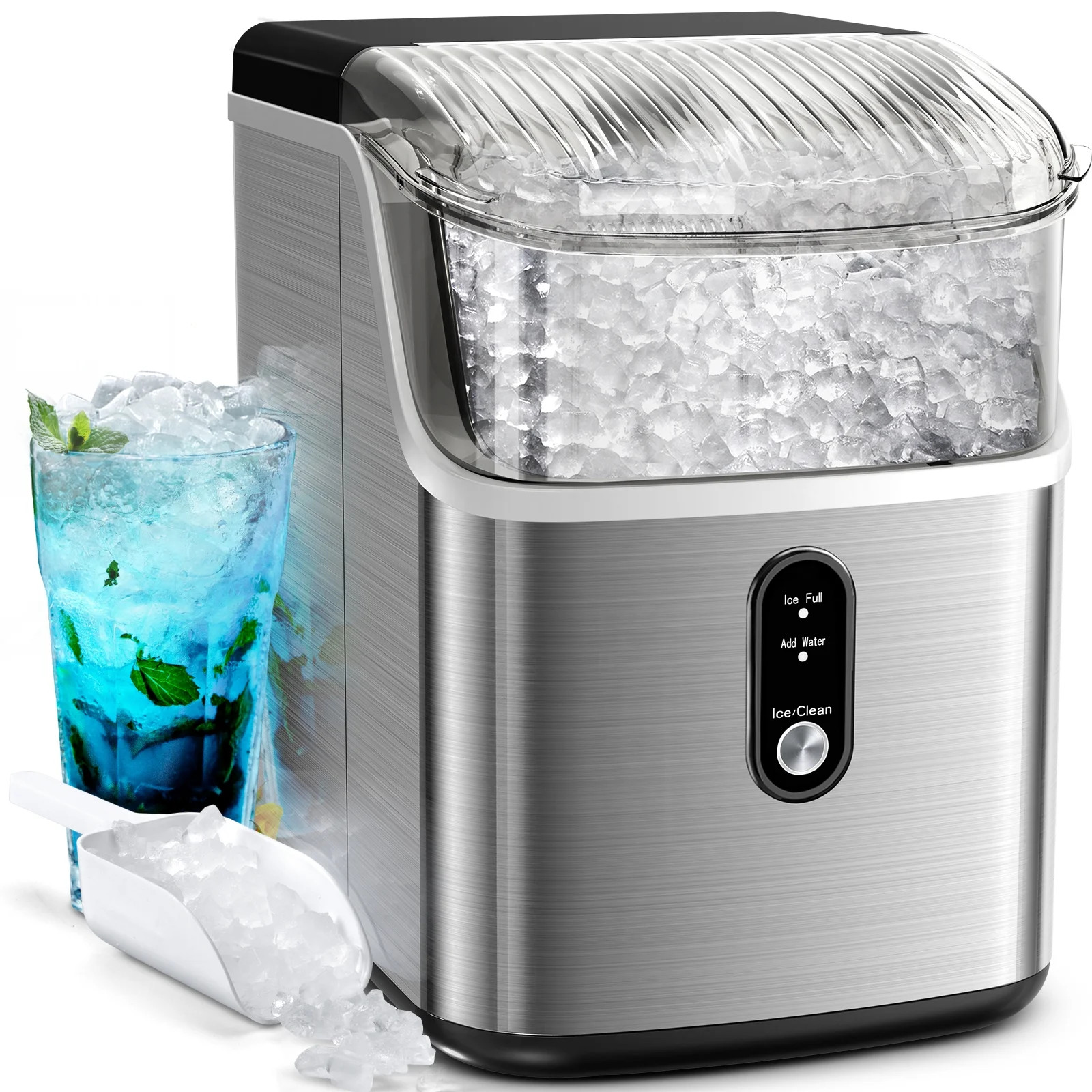 Auseo Nugget Ice Maker Countertop, Portable Ice Maker Machine with Self-Cleaning Function, 33lbs/... | Walmart (US)