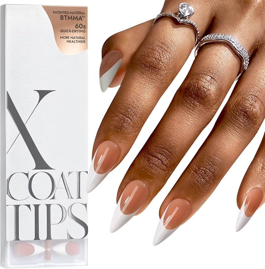 BTArtboxnails French Gel Nail Tips - French Tip Press on Nails Brown Long Stiletto XCOATTIPS, Fak... | Amazon (US)