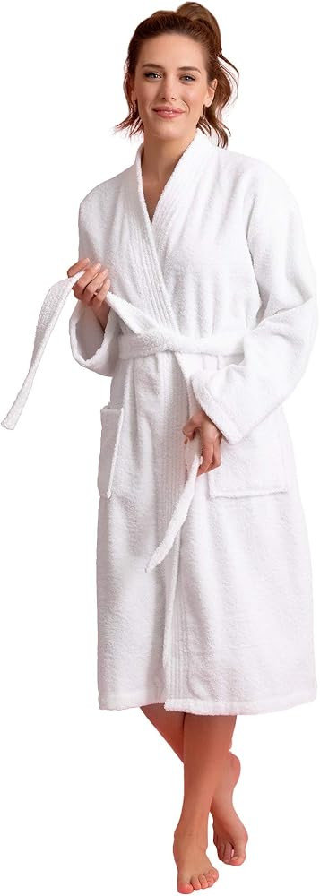 Soft Touch Linen Women's Robe Terry Cloth Kimono Bathrobe Thick 100% Cotton | Amazon (US)