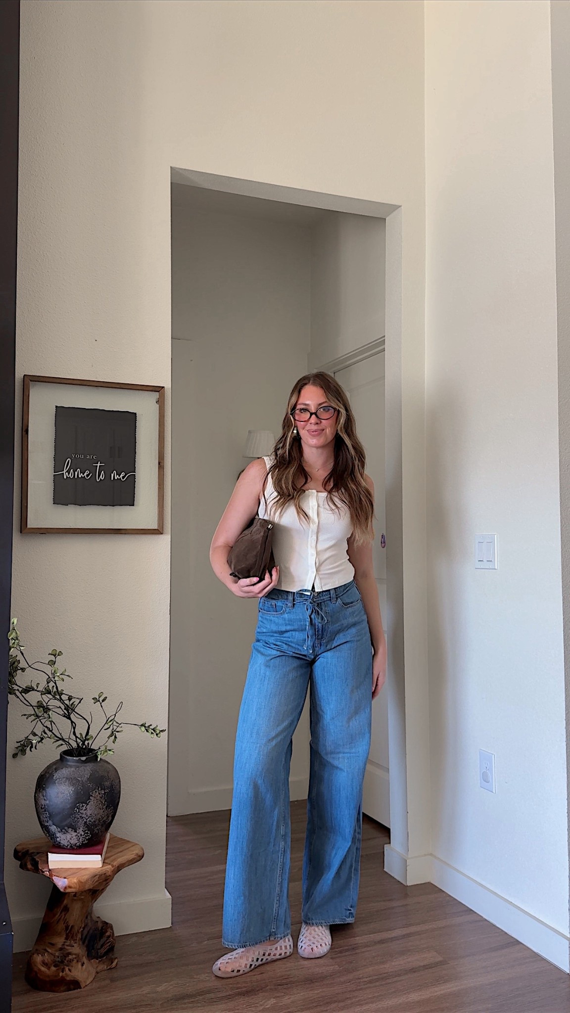 Comfy casual Mother’s Day outfit idea! I’m 5’10 wearing a 4 tall in jeans and small in top. How cute are these jelly flats?! I’ve been wearing these on repeat & they’re actually comfortable! 

#LTKMothersDay #LTKootd