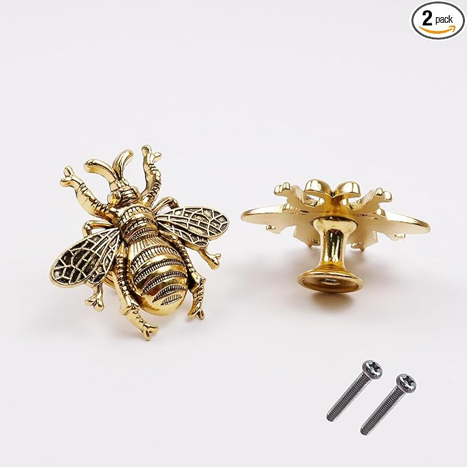 2-Pack Bee Shape Cabinet Knob,Nature Theme Single Hole Pulls for Cabinet Dresser Knobs Furniture ... | Amazon (US)