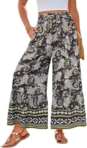 GRACE KARIN Women's 2026 Summer Wide Leg Palazzo Pants Elastic High Waisted Boho Casual Flowy Bea... | Amazon (US)