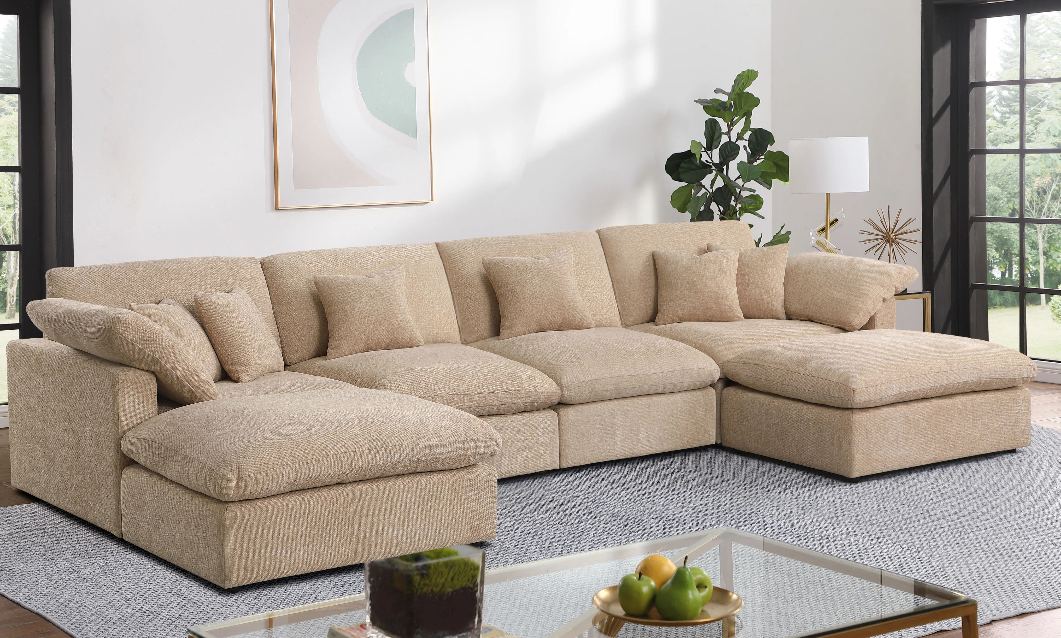 6 - Piece 155.7" U Shape Sectional Sofa Cloud Couch With Removable Ottomans | Wayfair North America