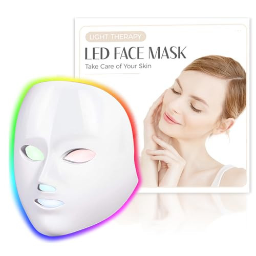SDKWDH Red Light Therapy for Face, Led Face Mask Light Therapy, 7 Colors LED Facial Skin Care Mask | Amazon (US)